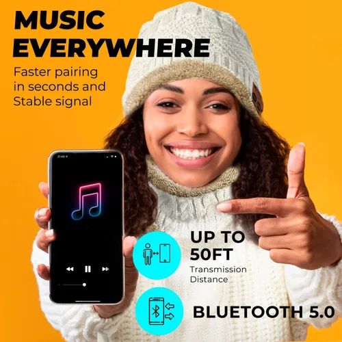 Miniatura 3 de Gorro inalámbrico Bluetooth con bufanda Gorro para auriculares Gorro inalámbrico con Bluetooth