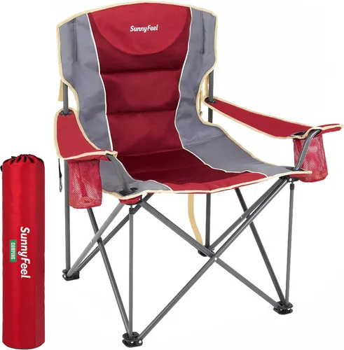 Miniatura 11 de SUNNYFEEL Silla de campamento de gran tamaño para adultos grandes y altos, silla de campamento plegable resistente que soporta 500 libras, silla