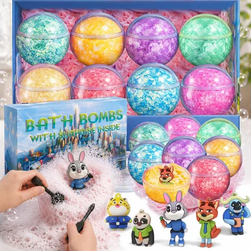 Miniatura 14 de Bombas de baño para niños: bombas de baño XXL con sorpresa en el interior, bombas de baño orgánicas ricas en aceites esenciales naturales, juego