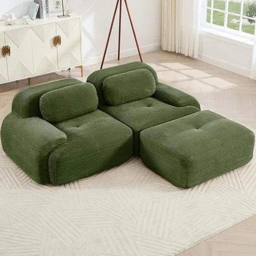 Miniatura 46 de Juego de sofás seccionales sin hueso de 117 pulgadas para sala de estar, modular en forma de L y sofá de 3 plazas con asiento profundo, almohadas