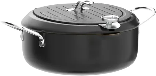 Miniatura 4 de Olla Freidora Japonesa Profunda con Termómetro Fahrenheit 3.5L - Freidora con Revestimiento Antiadherente, Fríe Negro