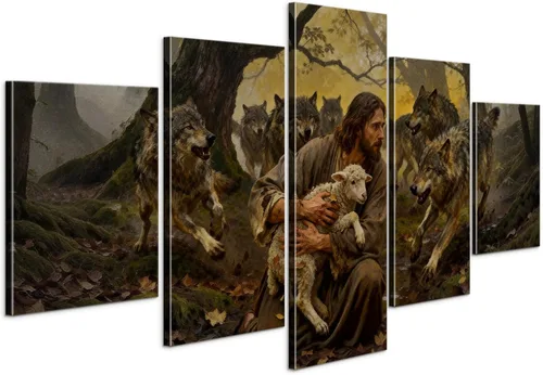 Miniatura 27 de Decoración de pared religiosa cristiana de 5 paneles de Leonardo Da Vinci, arte de pared de La última cena, imágenes de Jesús para decoración