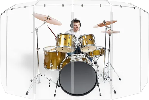 PENNZONI Drum Shield de 4 pies con deflectores y bisagras de plástico, viene con 6 paneles de tambor, bisagras de plástico y conectores de