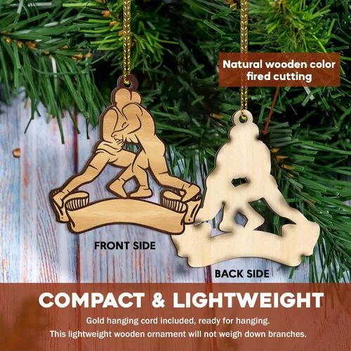 Miniatura 2 de Adorno de Navidad de lucha libre 2025, adornos de luchador niño para árbol de Navidad, decoración colgante de madera con temática deportiva, regalos