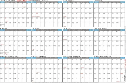 Miniatura 9 de 2026 laminado – Calendario de pared grande borrable de 24 x 36 pulgadas – Agenda anual anual horizontal de 12 meses