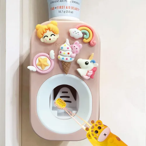 Miniatura 13 de Dispensador automático de pasta de dientes y soportes para pasta de dientes y taza montada en pared, juego de 3 piezas, montado en pared para baño