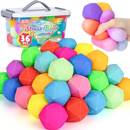 Miniatura 15 de Paquete de 12 cubos de estrés de aumento lento, bolas de estrés para masa, juguetes para aliviar la ansiedad, cubo suave, juguetes elásticos