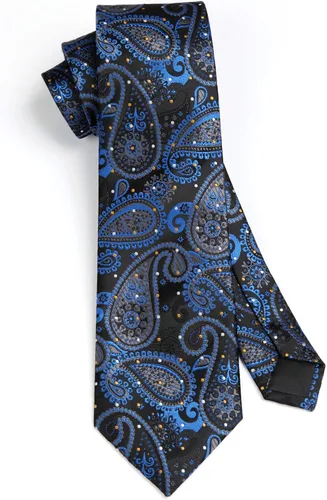 Miniatura 34 de HISDERN Corbatas para hombre, corbata de cachemira y bolsillo cuadrado tejido clásico floral para hombre, corbata de fiesta de boda