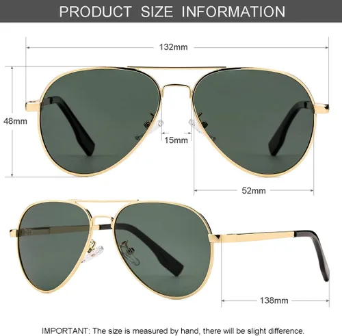 Miniatura 93 de Gleyemor Lentes de sol polarizados estilo aviador para niños y niñas, jóvenes, adolescentes, dos tamaños de 1.969 in y 2.047 in