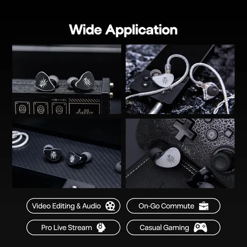 Miniatura 7 de Linsoul Kiwi Ears Belle 10 mm DLC controlador dinámico de 10 mm para monitorización intra-auricular, auriculares HiFi con cable con cables dobles