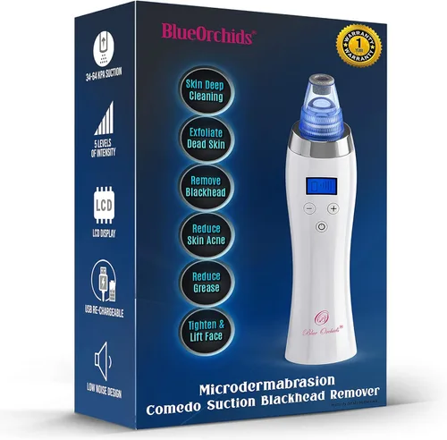 Eliminador de puntos negros para la cara, dermasuction BlueOrchids para eliminación de puntos blancos, ventosa de acné, limpiador de poros al vacío