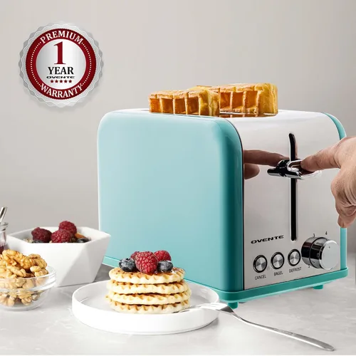Miniatura 9 de OVENTE Tostadora eléctrica de 2 rebanadas, 825 W con 6 ajustes de tostado, bagel, descongelación, funciones de cancelación, ranuras extra anchas