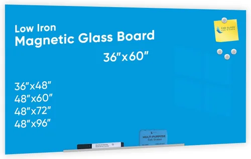 Miniatura 25 de Fab Glass and Mirror - Pizarrón magnético de vidrio con borrador, Negro