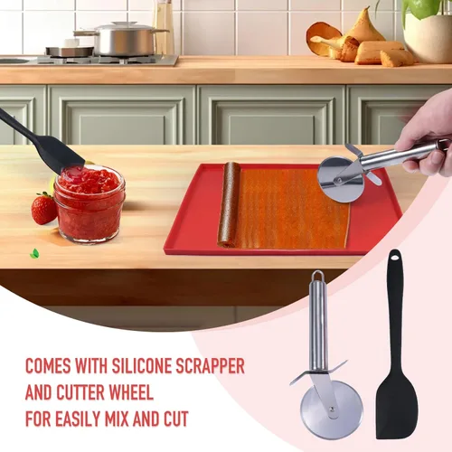 Miniatura 3 de 8 bandejas deshidratadoras de silicona para cuero de frutas de 12 x 10 pulgadas, alfombrillas deshidratadoras antiadherentes con borde para frutas