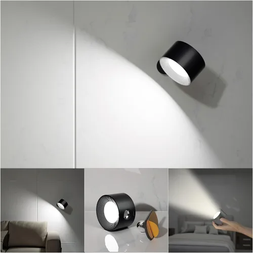 Miniatura 8 de Koopala Apliques LED de pared, lámparas de pared con batería recargable, con 3 brillo, carga extraíble, rotación de 360°, bola magnética, luz