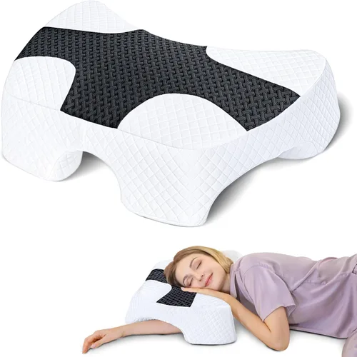 SAHEYER Almohada para dormir de lado con agujero para el brazo, almohada de espuma viscoelástica para aliviar el dolor de cuello y hombros, almohada