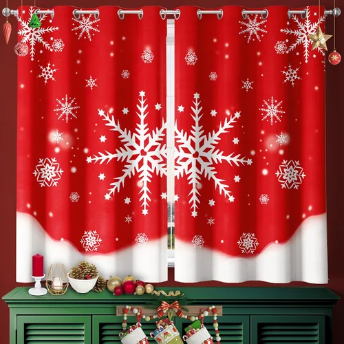 Miniatura 14 de DIVA EN CAMINO DEC - Cortinas de Navidad, con ojales y bloqueo de luz solar, para ventana, 52 x 63 pulgadas, tratamiento decorativo para fiestas