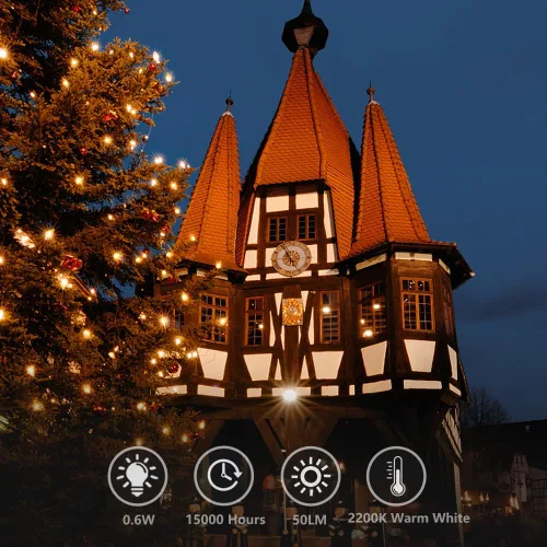 Miniatura 5 de Paquete de 25 bombillas LED C9 de Navidad, bombilla LED C9 de repuesto para cadena de luces de Navidad, base intermedia E17, 2200 K blanco cálido