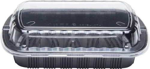 Miniatura 2 de Karat Envase de costilla de plástico PP negro con tapa transparente OPS - 100