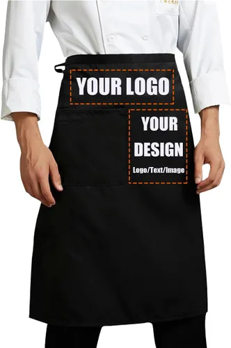 Miniatura 12 de Delantal personalizado personalizado Ropa de trabajo tela para hombres mujeres cocina delantales con bolsillos nombre texto logotipo imagen