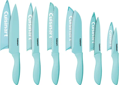 Cuisinart Juego de cuchillos de cocina de 12 piezas, colección Advantage Color con protectores de cuchilla, (Aqua)
