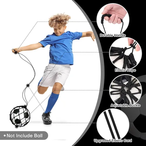 Miniatura 3 de Soccer Kick Trainer 2 Psc with Return Net - Football Training Equipment for Boys & Girls - Practice Gear Compatible with Size 3 4 5 Balls