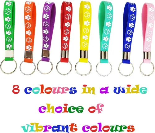 Miniatura 2 de 24 llaveros de goma para fiestas temáticas de perro con estampado de patas, baby shower, cumpleaños, regalos de fiesta de cachorros, suministros