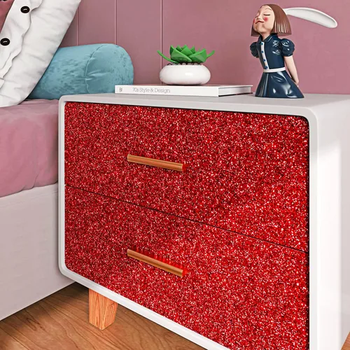 Miniatura 5 de FunStick Papel Tapiz con Purpurina Rojo Rubí Papel Tapiz Despegar y Pegar con Destellos Brillantes Papel de Contacto con Purpurina Roja Autoadhesivo