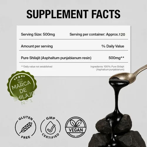 Miniatura 6 de Kapiva Resina de Shilajit 100% Auténtica del Himalaya (30gmx2), Alta Potencia para Hombres y Mujeres Más de 80 Minerales Traza, Hasta 70% de Ácido