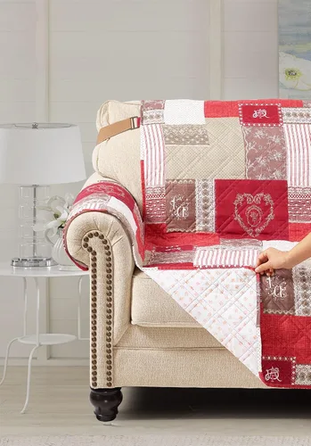 Miniatura 4 de Brilliant Sunshine Funda acolchada para silla con diseño de retazos de corazón de amor burdeos, 23 pulgadas de ancho de asiento, protector