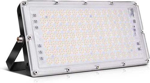 Viugreum Luz de inundación LED de 100 W, 8000 lúmenes, 3000 K, blanco cálido, reflector delgado para exteriores, luces de seguridad impermeables