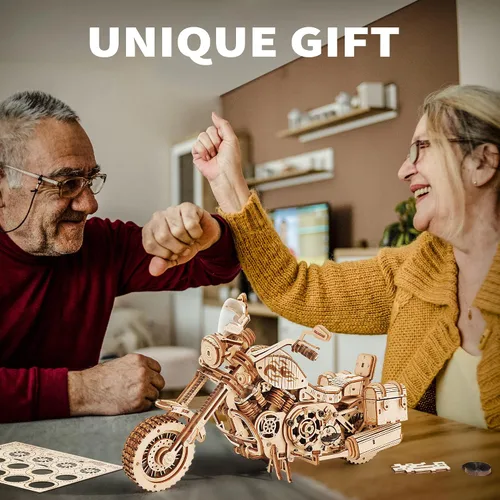 Miniatura 4 de ROKR Juego de rompecabezas de madera 3D para adultos, kit de modelo de globo luminoso y motocicleta, regalo único para niños y niñas