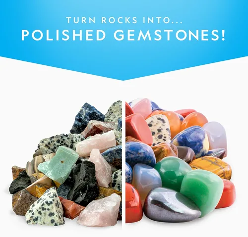 Miniatura 2 de Kit de recambio para pulidor de rocas National Geographic 3 libras de piedras preciosas y rocas en bruto para pulir, incluyendo amatista y cuarzo.