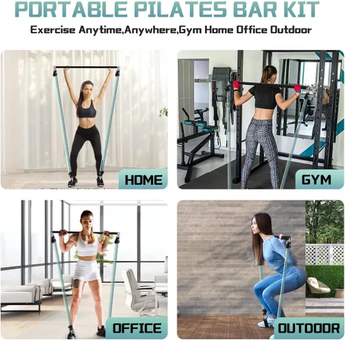 Miniatura 9 de VEICK Pilates Bar Kit with Resistance Bands, Elastic Workout Bands for Men Women, Set of 5 Resistance Loop Bands for Home Fitness Stretching