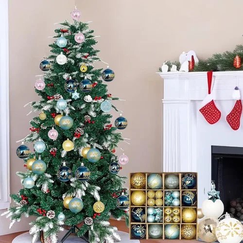 Miniatura 2 de Juego de 44 adornos de bolas de Navidad, adornos de bolas de Navidad inastillables para Navidad, vacaciones, corona y decoraciones de fiestas