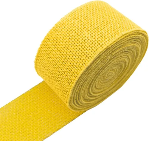 Cintas amarillas de arpillera con alambre de 2.5 pulgadas y 10 yardas, decoración de borde con alambre sólido de resorte, cinta de tela para