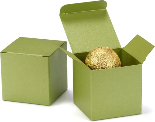 Miniatura 20 de Quotidian Cajas de regalo plegables de papel perlado italiano vintage con purpurina y tapas, de 3 x 3 x 3 pulgadas (7.6 x 3.0 x 3.0 x 3.0 in)