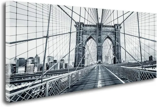 Miniatura 16 de DZL Art A74769 - Impresiones en lienzo abstractas para pared, pinturas artísticas azules y marrones, lienzo estirado de madera, enmarcado para sala