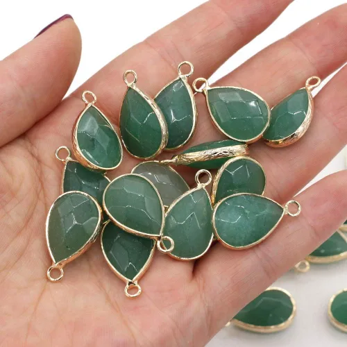 Miniatura 2 de LE SKY Colgantes de piedra natural con forma de gota de agua facetada de chakra de aventurina verde reiki curación semi piedras preciosas colgantes