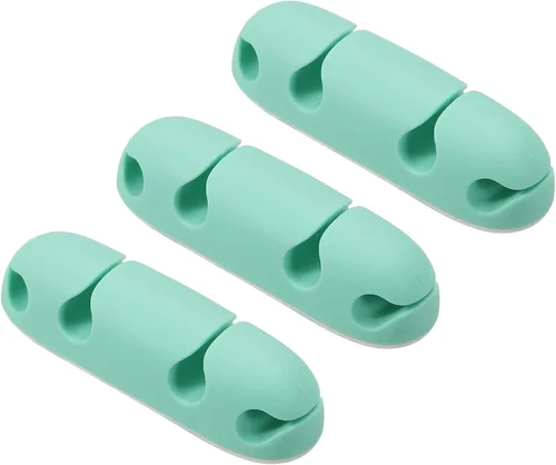 MECCANIXITY Organizador de cables de 3 piezas para escritorio, 4 ranuras de silicona adhesivas, organizador de cables para cable de carga USB, color