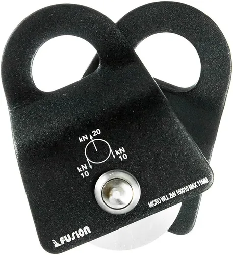 Miniatura 7 de Fusion Climb Ekat Micro Polea de oscilación lateral de aluminio, tirolesa para patio trasero, carretilla