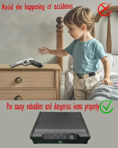 Miniatura 3 de VORanexs - Caja fuerte para armas. Caja fuerte para 2 pistolas con 3 huellas dactilares de acceso rápido, código de acceso, llave. Con aviso de voz
