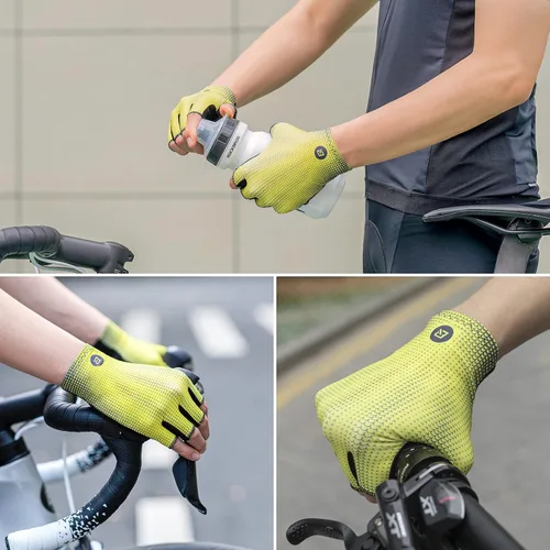 Miniatura 7 de ROCKBROS Guantes de ciclismo de medio dedo para hombre, antideslizantes, ligeros, transpirables, para bicicleta de carretera, MTB, ciclismo, guantes