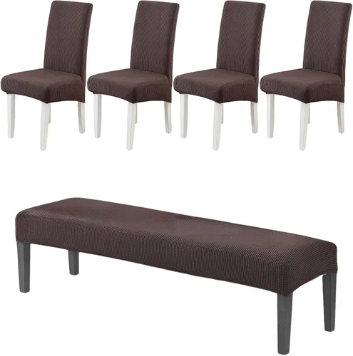 Miniatura 33 de CRFATOP 4 Piezas de Fundas Elásticas para Silla de Comedor con Funda para Banco Fundas Impresas para Silla de Comedor Fundas para Cojín de Asiento