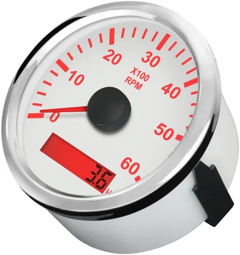 Miniatura 3 de ELING Tacómetro impermeable REV Contador RPM Gauge con medidor de horas 0-6000RPM 3.346 in 9-32V con retroiluminación