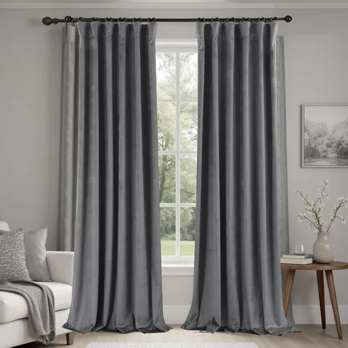 Miniatura 13 de Cortinas de terciopelo con trabilla trasera de 52 x 63 pulgadas de color naranja quemado de KOUFALL