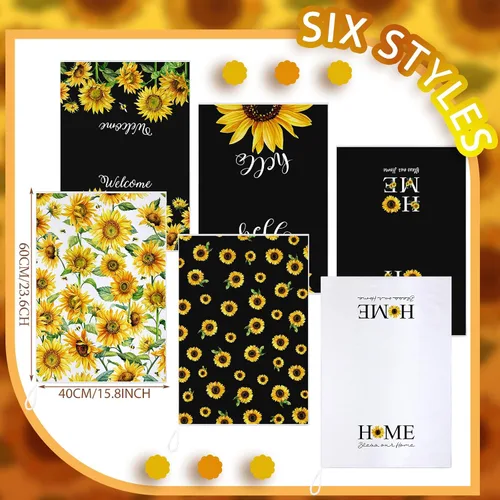 Miniatura 3 de Geyoga 6 Piezas Toallas de Cocina de Girasol Toallas de Platos Absorbentes Paños de Té Decorativos para Cocina de Verano Baño Decoración del Hogar