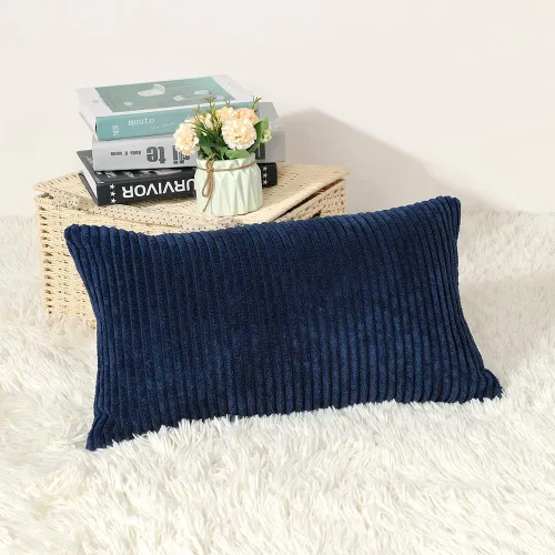 Miniatura 36 de Artscope Fundas de Almohada de Pana a Rayas Acogedoras Súper Suaves Decorativas Oblongas Fundas de Almohada Decorativa Funda de Cojín para Sofá