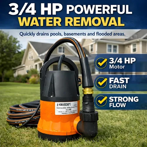 Miniatura 2 de Bomba de agua sumergible con kit de manguera de jardín de 25 pies, bomba de sumidero, bomba de utilidad con cable de alimentación de 25 pies, bomba