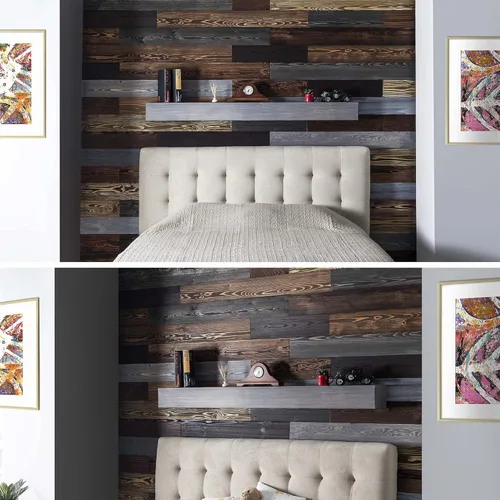 Miniatura 4 de BoscoMondo Tablones de pared de madera de granero de 5.5 pulgadas de ancho, paneles de madera maciza rústica, decoración de pared decorativa